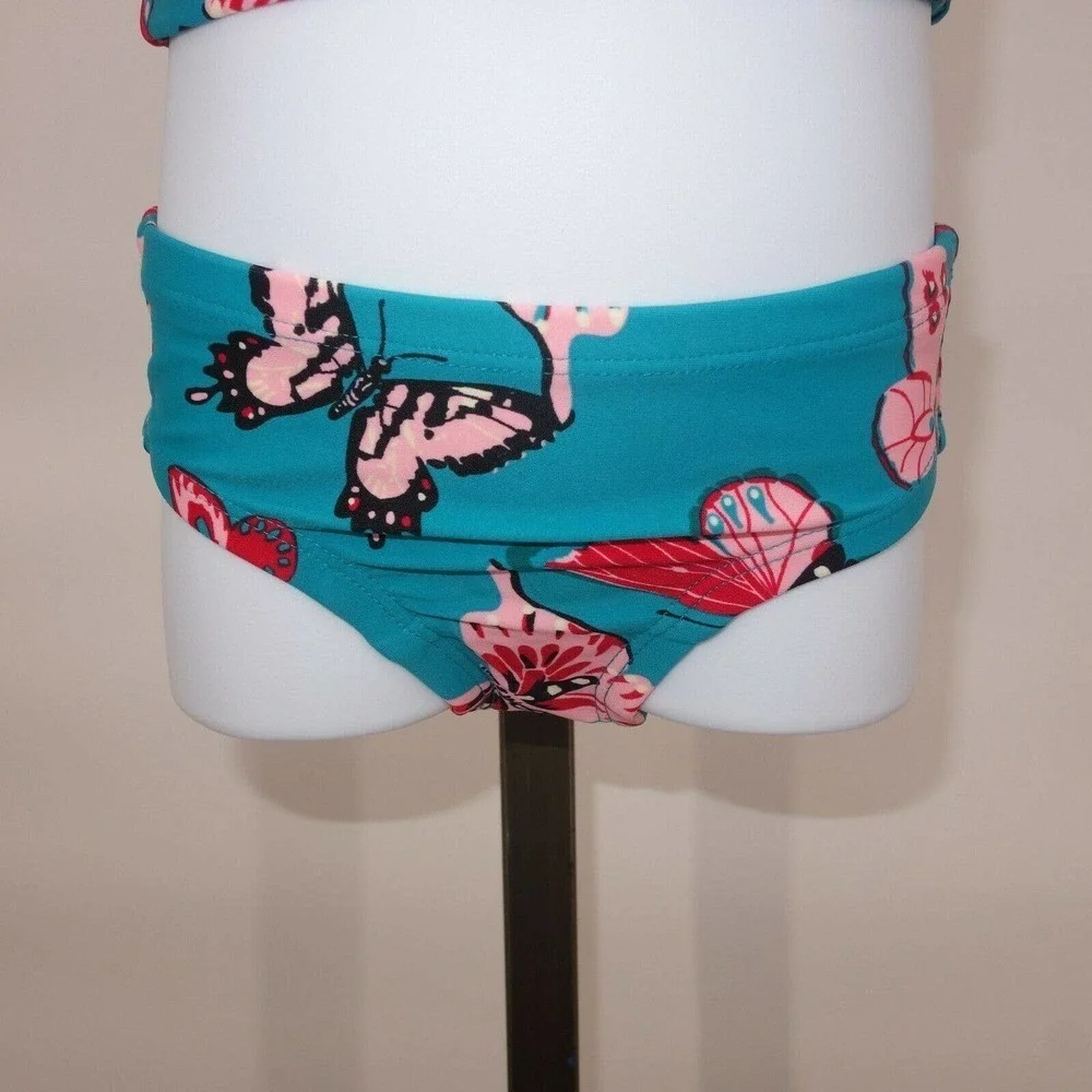 NEW Hanna Andersson Teal Aqua Butterfly Tankini Swimsuit Size 85 Girls 2T